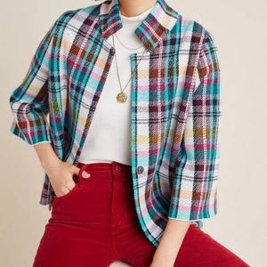 A By Anthropologie Rosetta Cropped Plaid Jacket